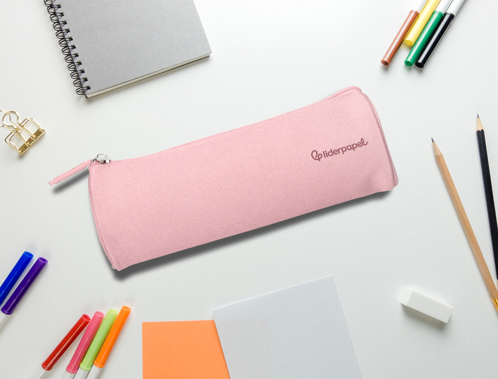 ESTUCHE PORTATODO LIDERPAPEL CLASSIC CILINDRICO ANCHO 210X70MM ROSA