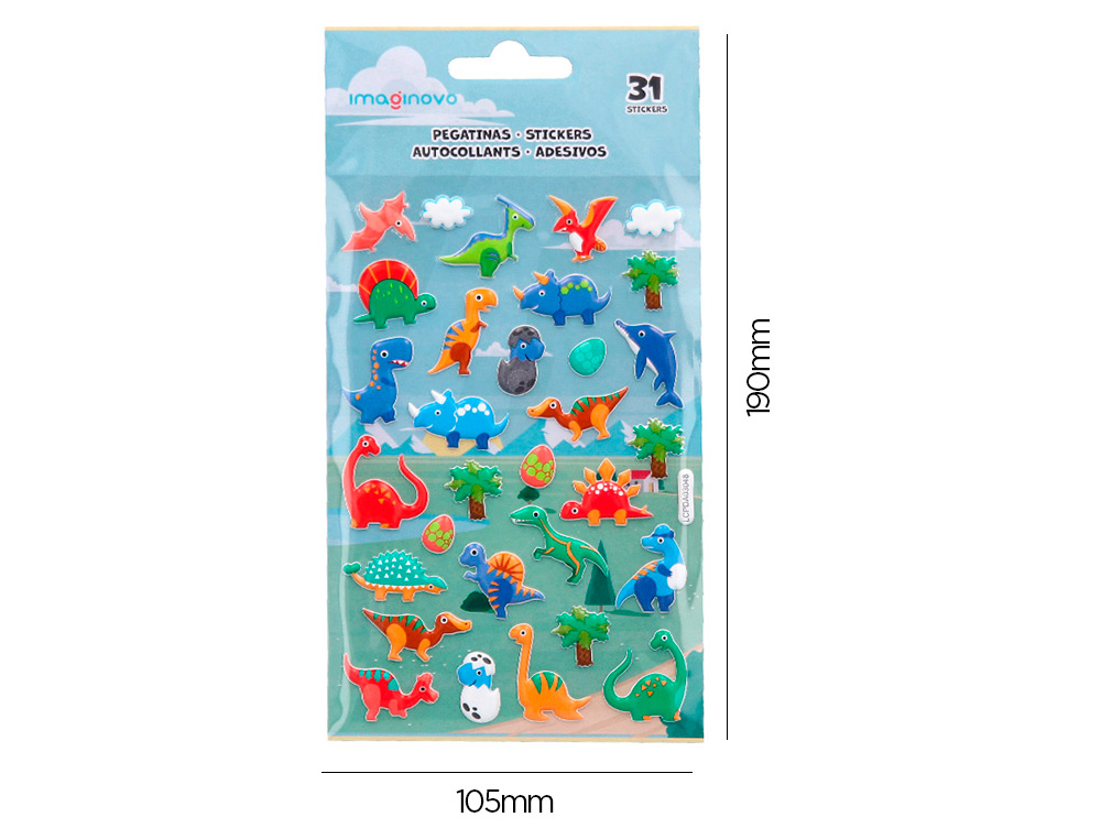 PEGATINAS IMAGINOVO KIDS DINOSAURIOS GOMA EVA 190X105 MM EN BLISTER