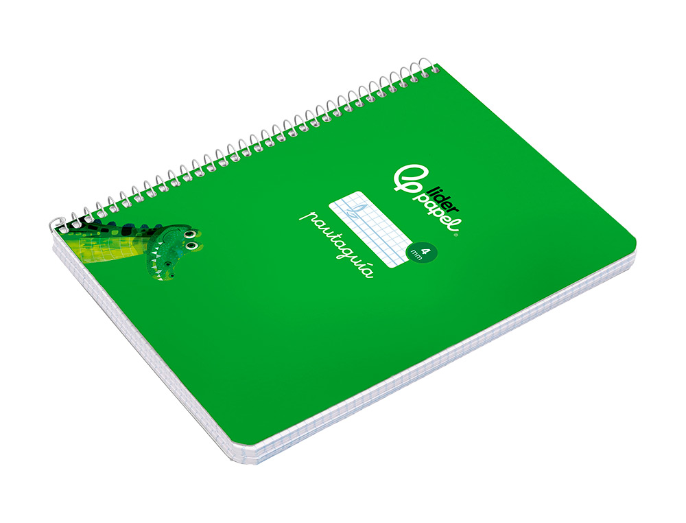 CUADERNO ESPIRAL LIDERPAPEL A5 PAUTAGUIA TAPA DURA 80H 90 GR CUADRO PAUTADO 4MM COLOR VERDE