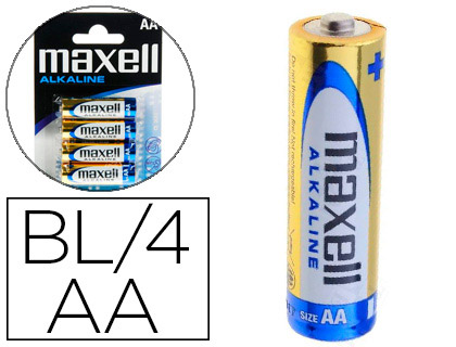 PILA MAXELL ALCALINA 1.5 V TIPO AA LR06 BLISTER DE 4 UNIDADES