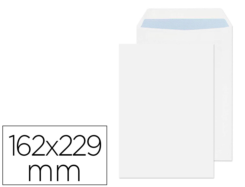 SOBRE LIDERPAPEL BOLSA N.16 BLANCO C5 162X229 MM TIRA DE SILICONA CAJA DE 250 UNIDADES