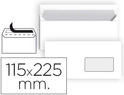 SOBRE LIDERPAPEL N 4 BLANCO AMERICANO VENTANA DERECHA 115X225 MM TIRA DE SILICONA PAQUETE DE 25 UNIDADES