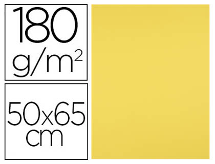 CARTULINA LIDERPAPEL 50X65 CM 180G/M2 AMARILLO LIMON PAQUETE DE 25 HOJAS